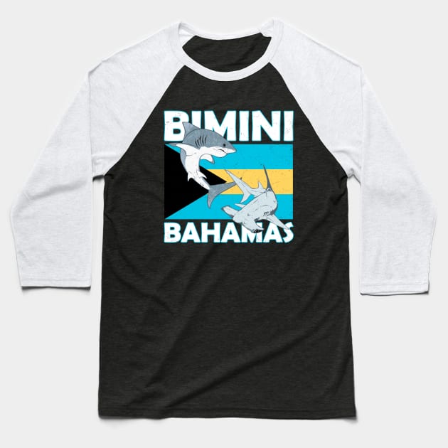 Biminin Bahamas Shark Sanctuary Baseball T-Shirt by NicGrayTees